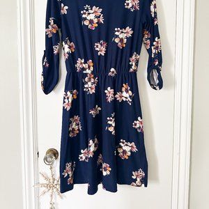 French Grey Floral Dress